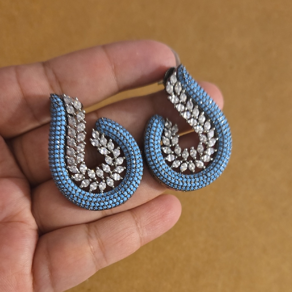 Blue Crystal Statement Earrings